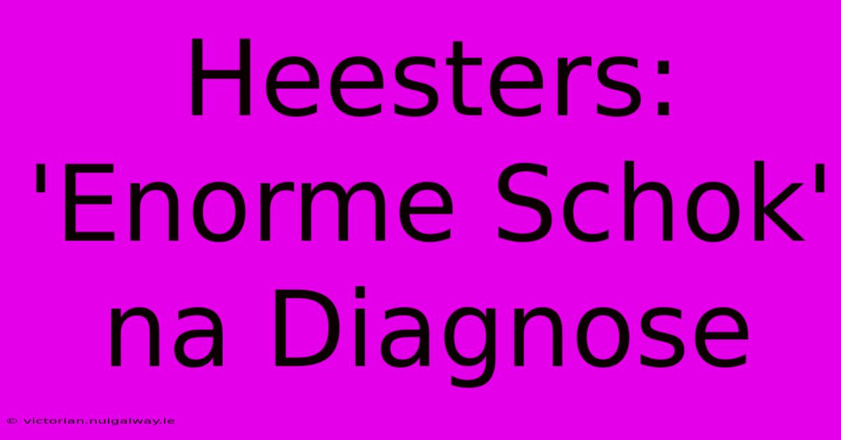 Heesters: 'Enorme Schok' Na Diagnose