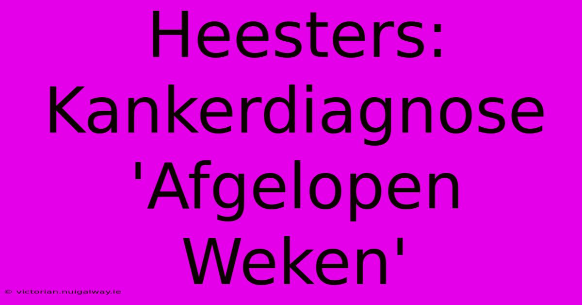 Heesters: Kankerdiagnose 'Afgelopen Weken'