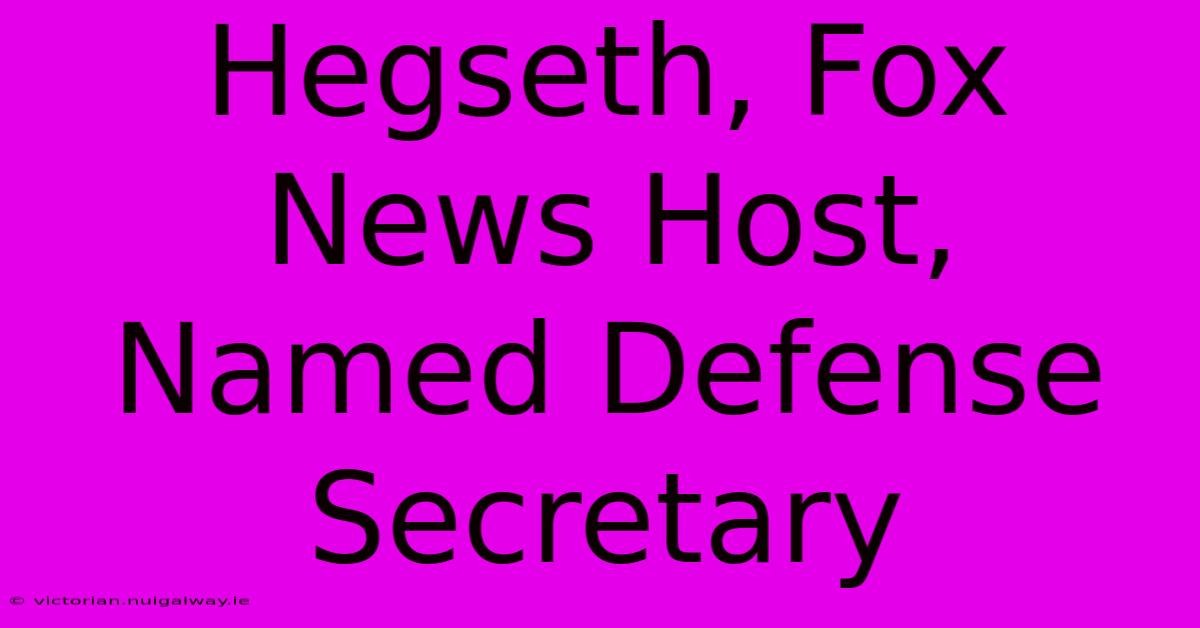 Hegseth, Fox News Host, Named Defense Secretary