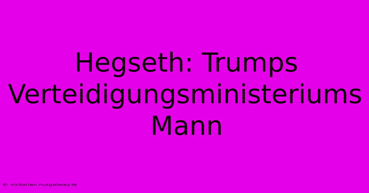 Hegseth: Trumps Verteidigungsministeriums Mann