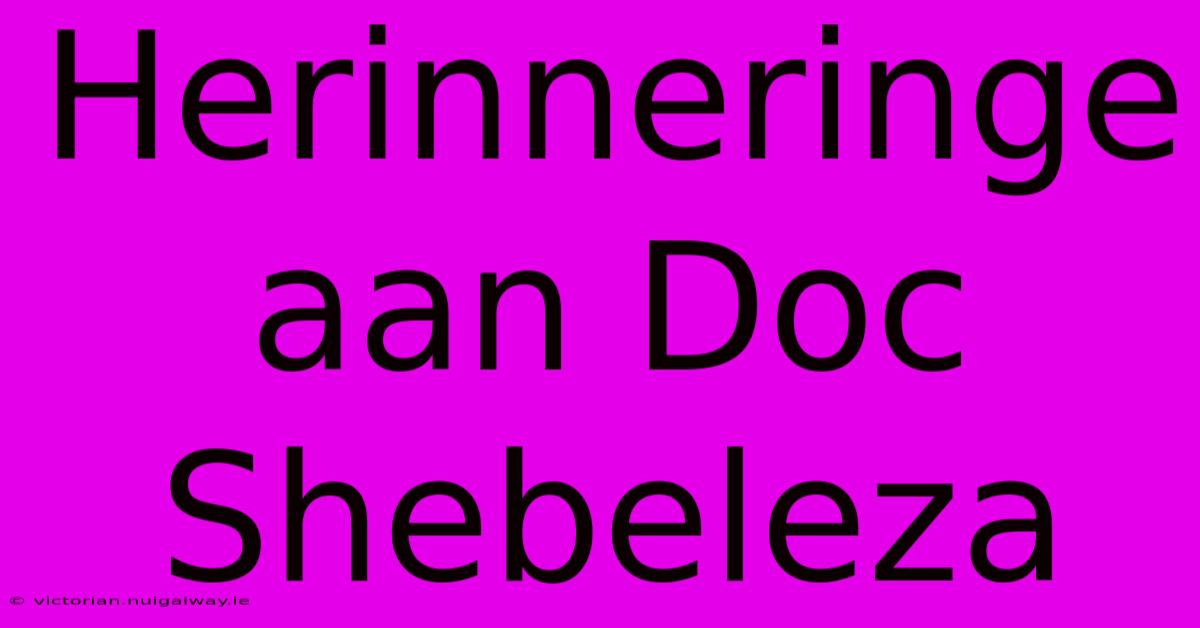 Herinneringe Aan Doc Shebeleza