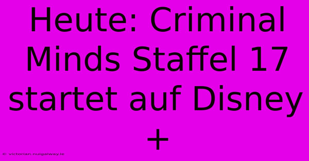 Heute: Criminal Minds Staffel 17 Startet Auf Disney+