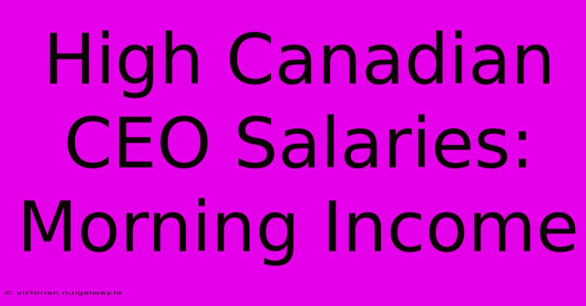 High Canadian CEO Salaries: Morning Income