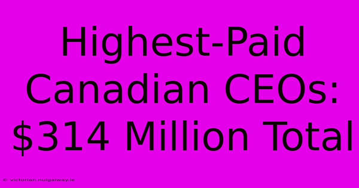 Highest-Paid Canadian CEOs: $314 Million Total