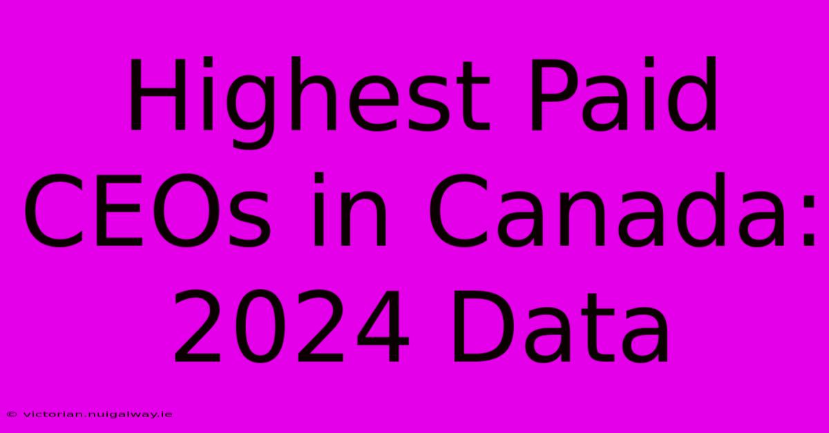 Highest Paid CEOs In Canada: 2024 Data