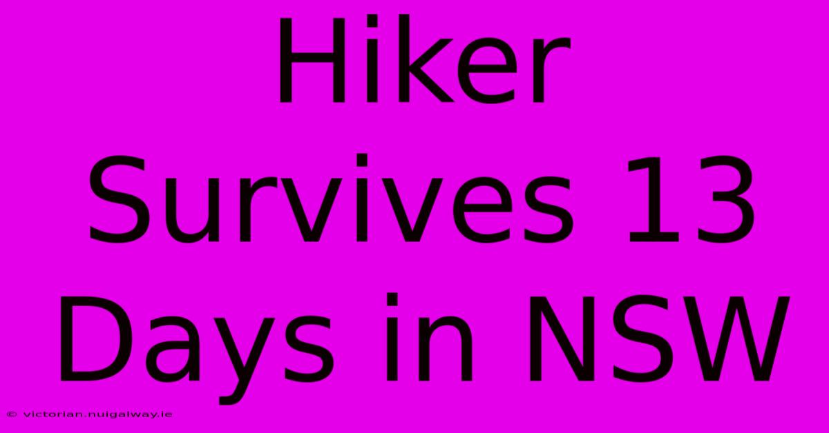 Hiker Survives 13 Days In NSW