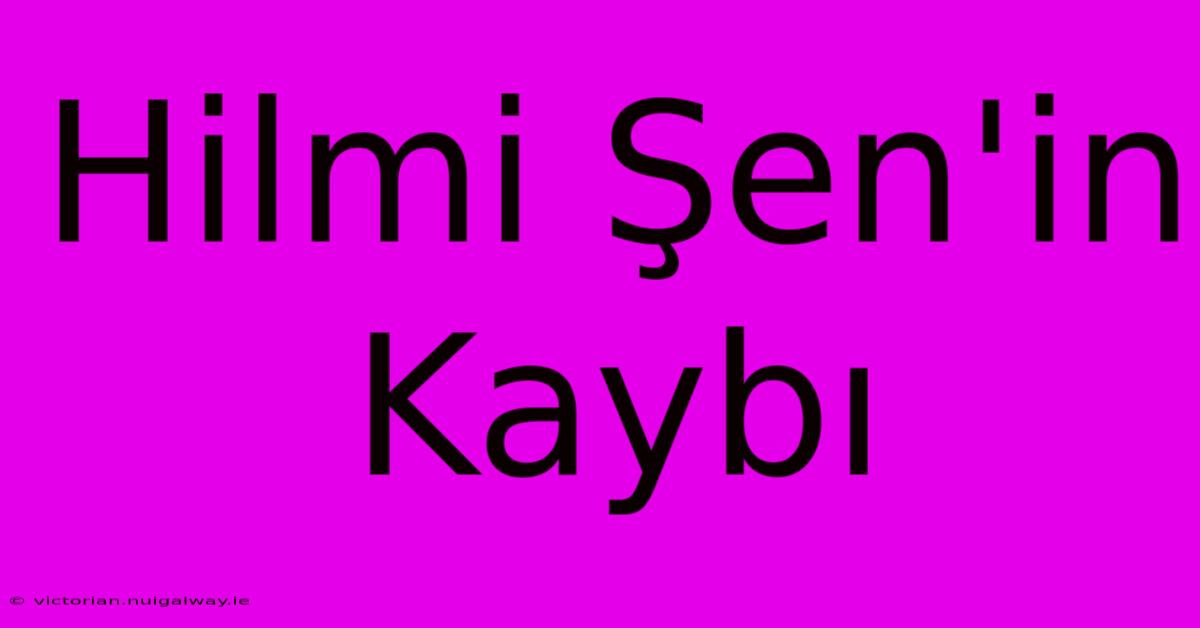 Hilmi Şen'in Kaybı 