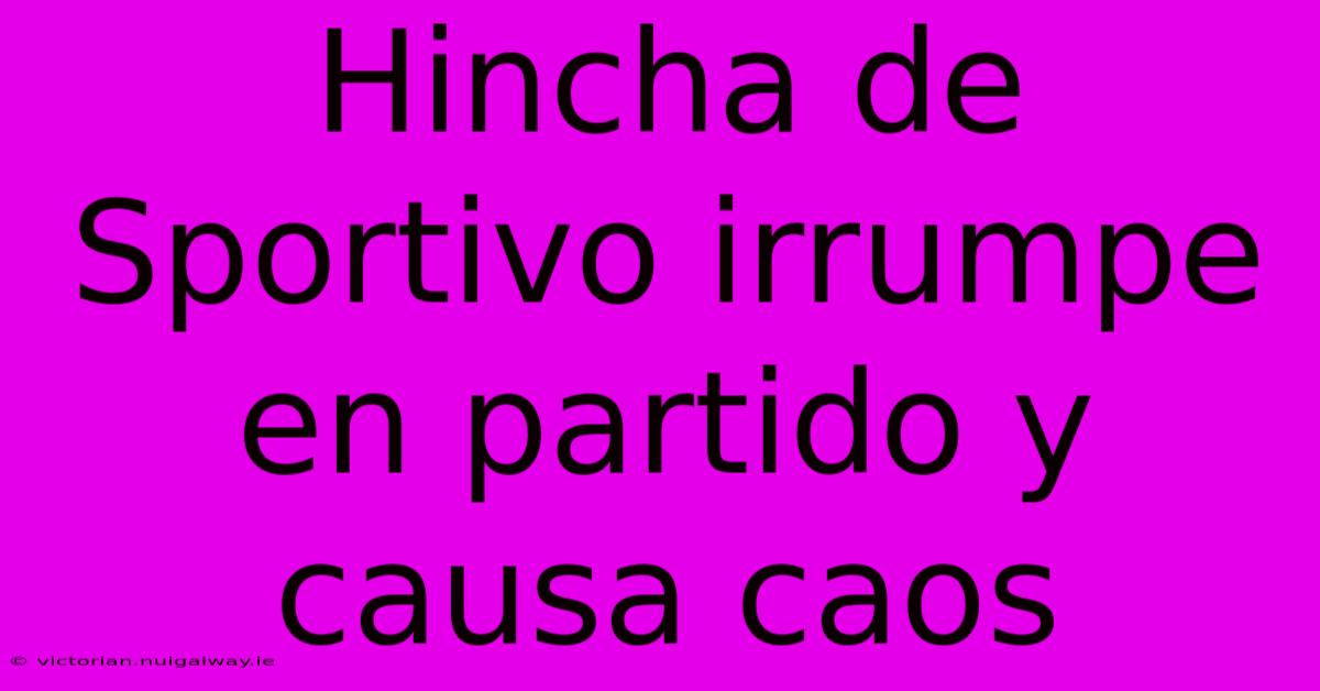 Hincha De Sportivo Irrumpe En Partido Y Causa Caos