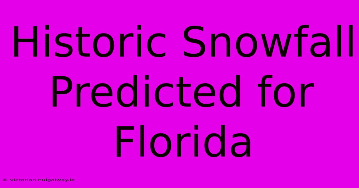 Historic Snowfall Predicted For Florida