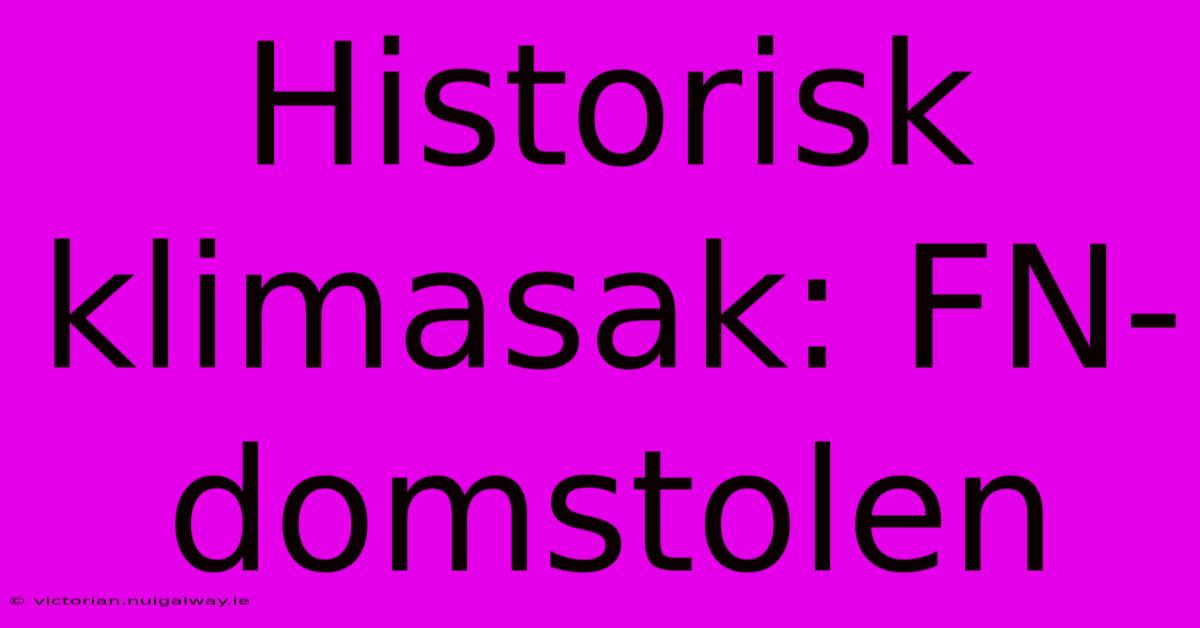 Historisk Klimasak: FN-domstolen