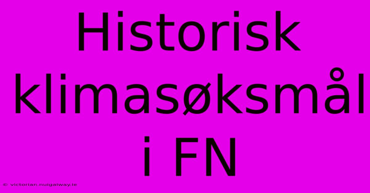 Historisk Klimasøksmål I FN