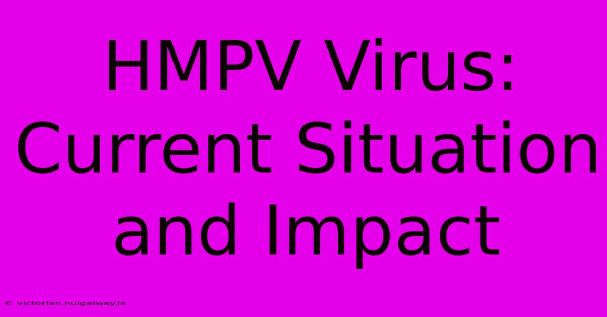 HMPV Virus:  Current Situation And Impact