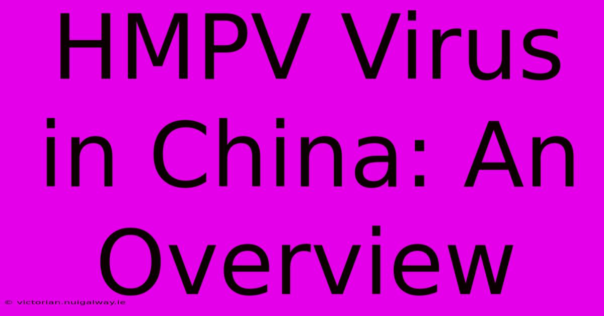 HMPV Virus In China: An Overview