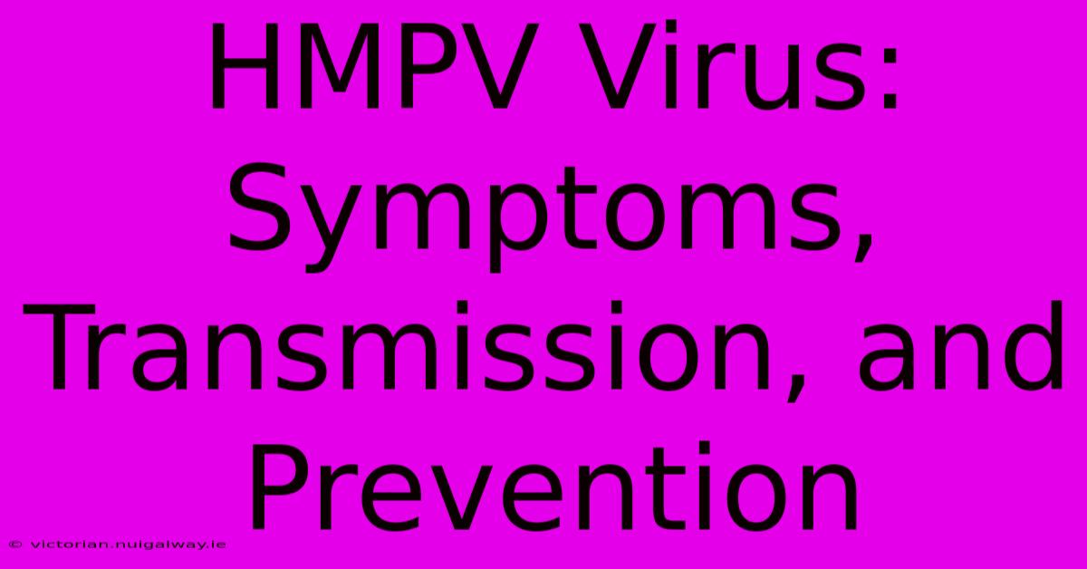 HMPV Virus: Symptoms, Transmission, And Prevention