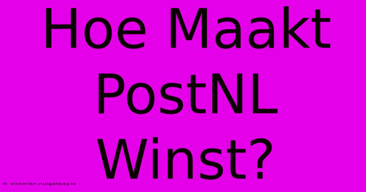 Hoe Maakt PostNL Winst?