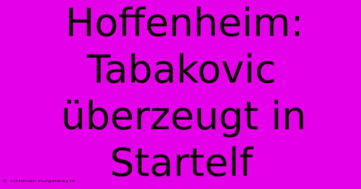 Hoffenheim: Tabakovic Überzeugt In Startelf