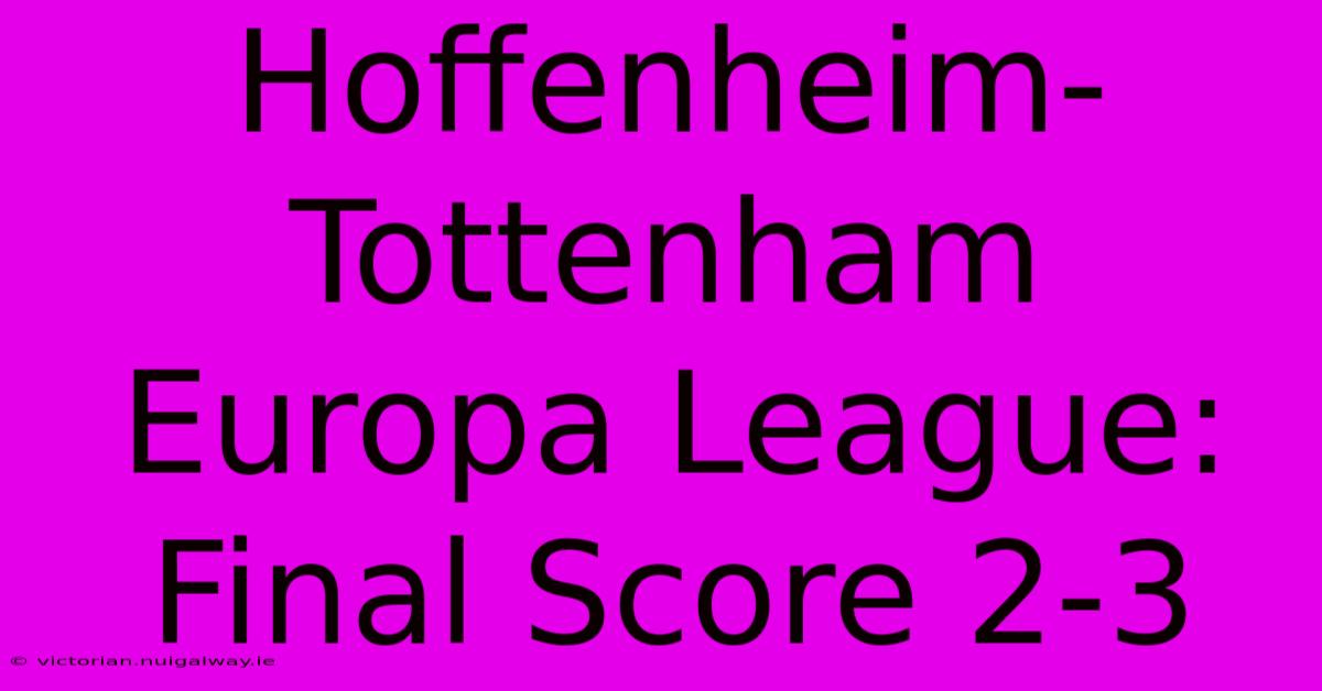 Hoffenheim-Tottenham Europa League: Final Score 2-3