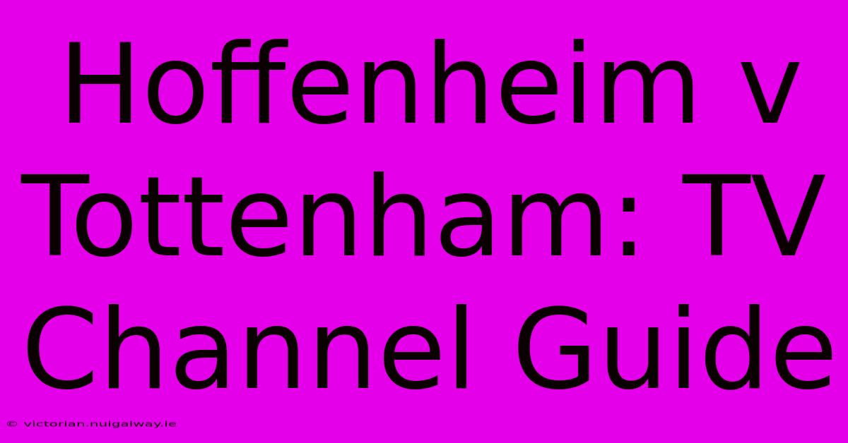 Hoffenheim V Tottenham: TV Channel Guide