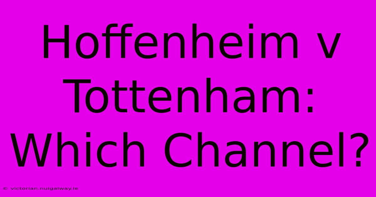 Hoffenheim V Tottenham: Which Channel?