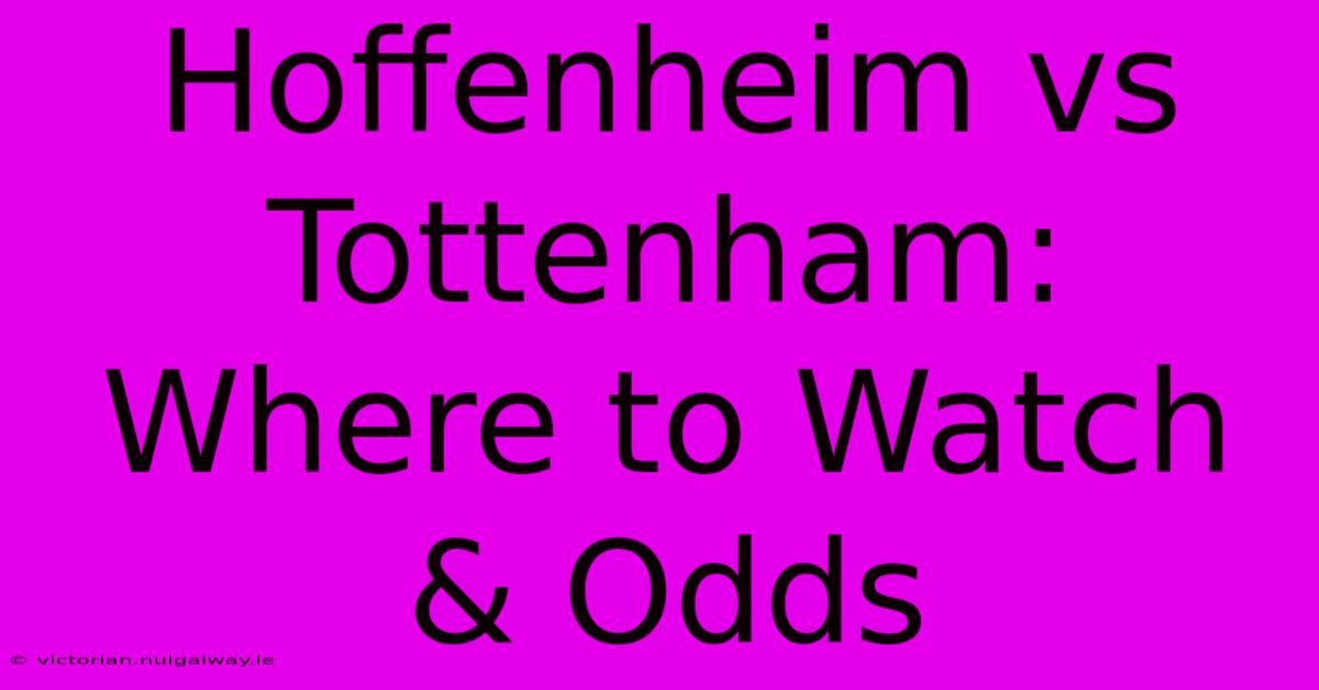 Hoffenheim Vs Tottenham: Where To Watch & Odds