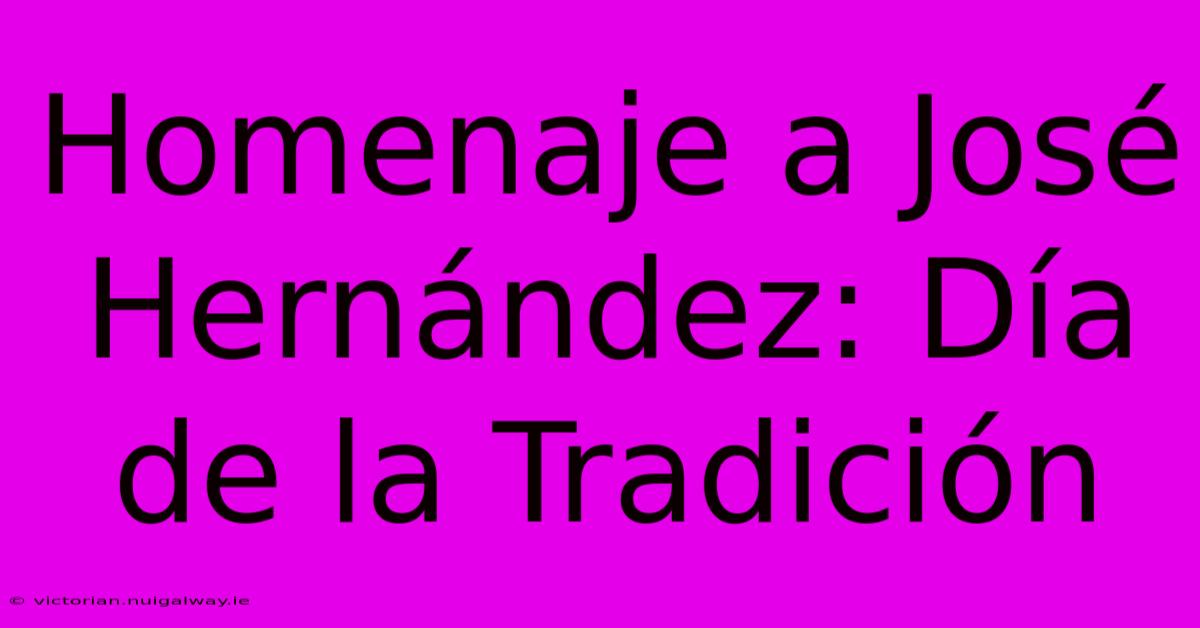 Homenaje A José Hernández: Día De La Tradición