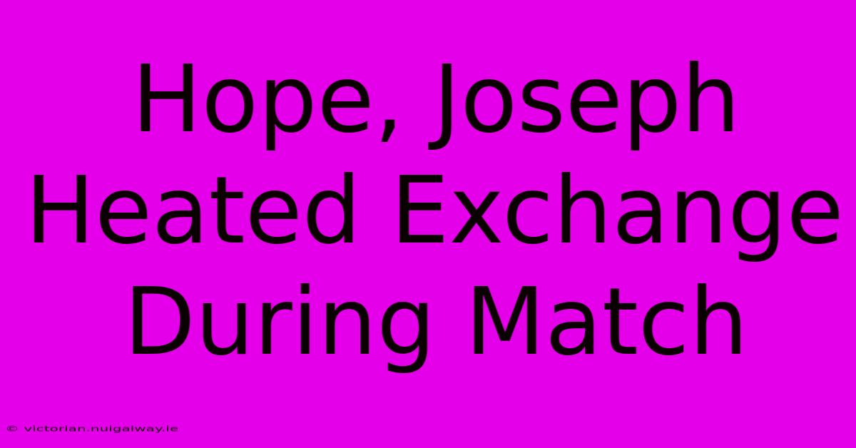 Hope, Joseph Heated Exchange During Match 