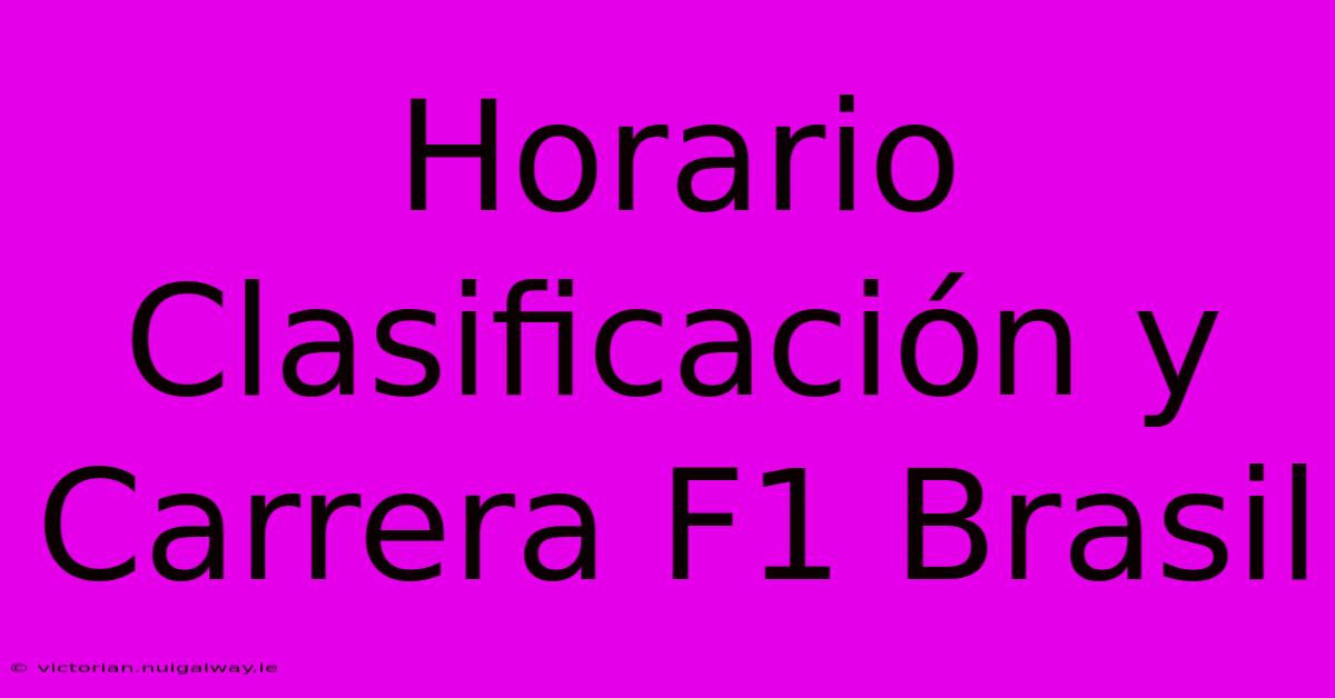 Horario Clasificación Y Carrera F1 Brasil