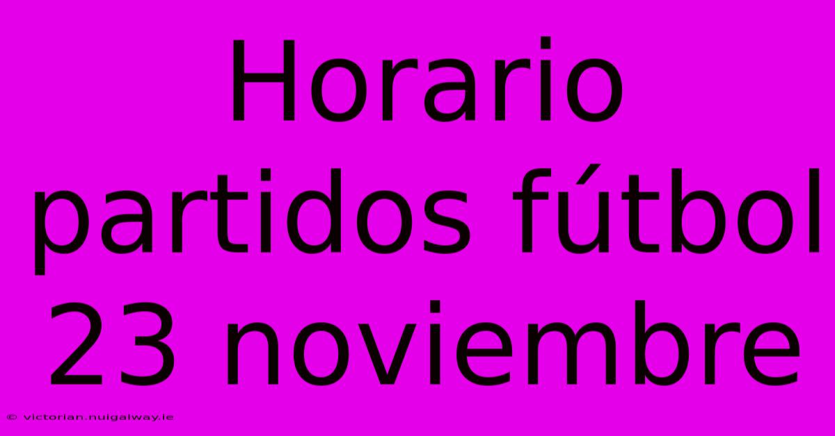 Horario Partidos Fútbol 23 Noviembre