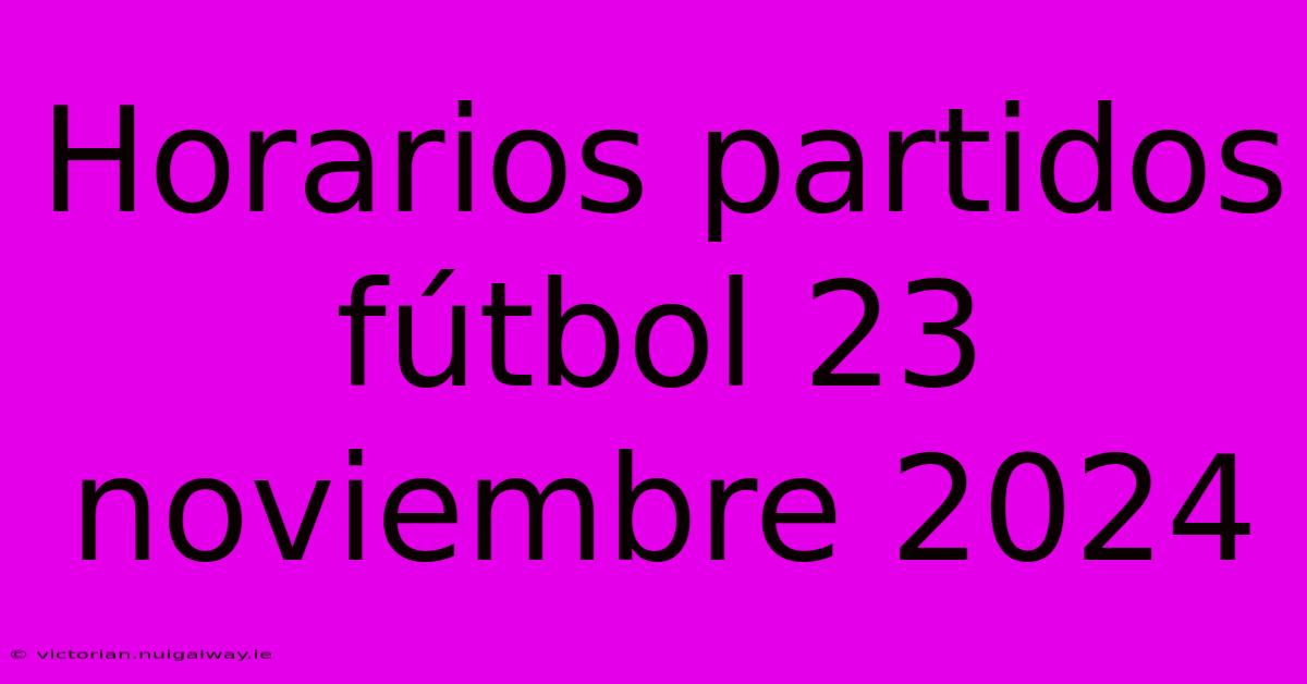 Horarios Partidos Fútbol 23 Noviembre 2024