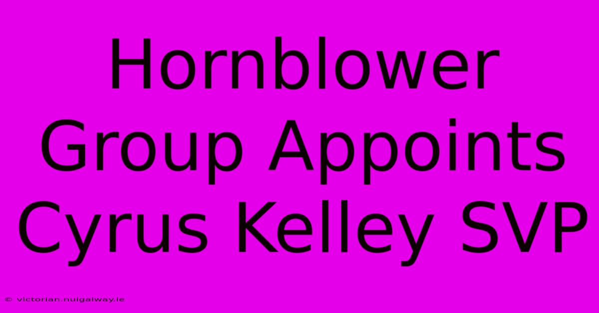 Hornblower Group Appoints Cyrus Kelley SVP 