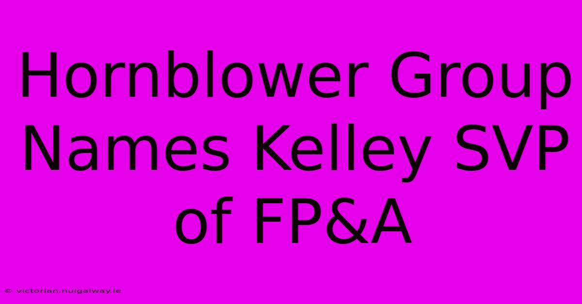 Hornblower Group Names Kelley SVP Of FP&A