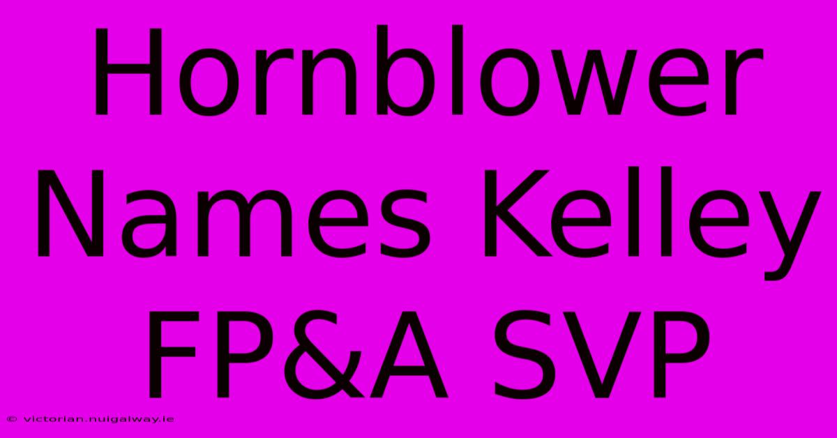 Hornblower Names Kelley FP&A SVP