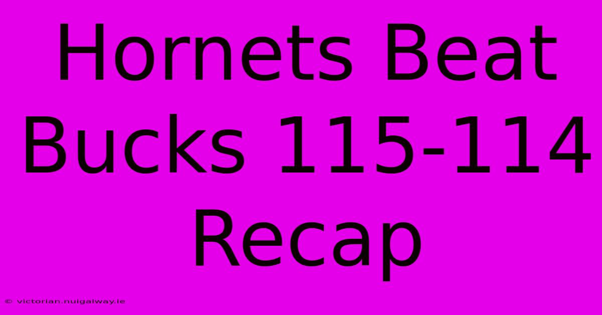 Hornets Beat Bucks 115-114 Recap