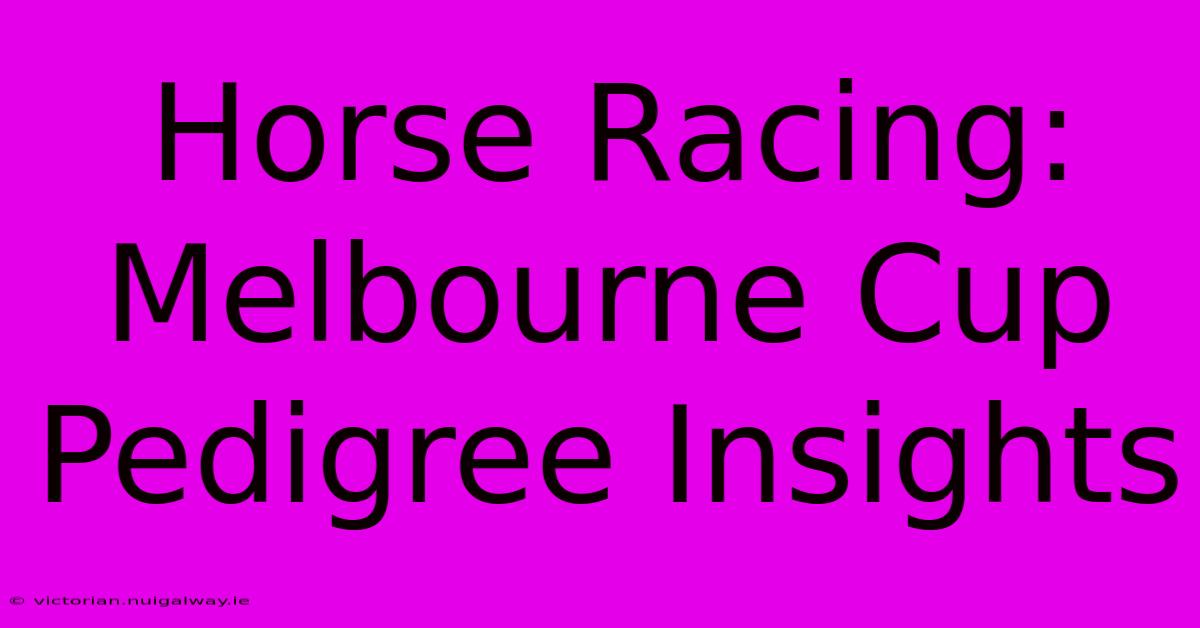 Horse Racing: Melbourne Cup Pedigree Insights