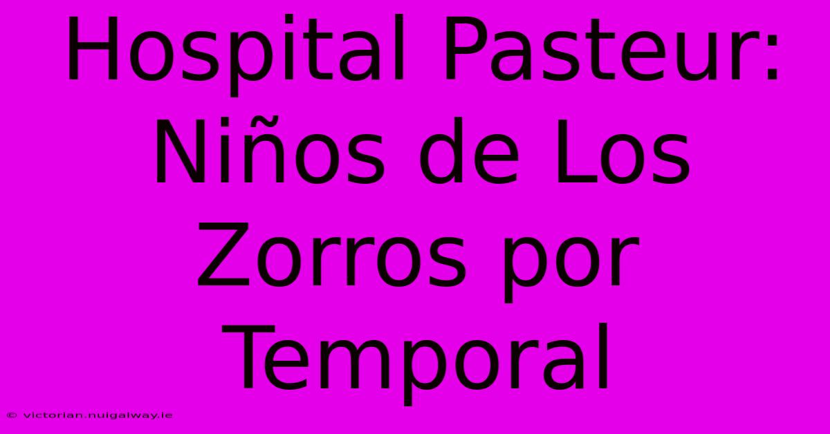 Hospital Pasteur: Niños De Los Zorros Por Temporal