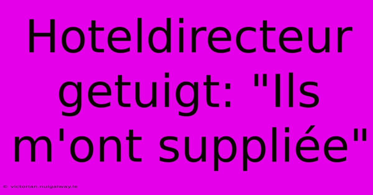 Hoteldirecteur Getuigt: 