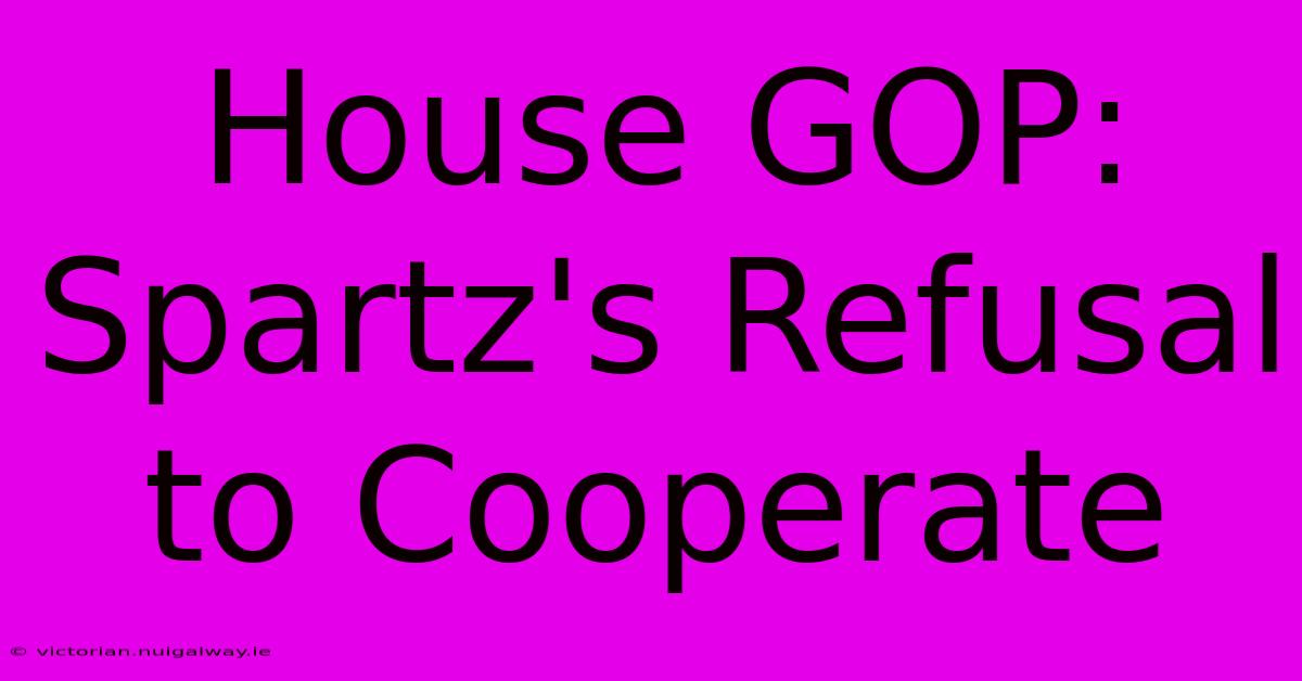 House GOP: Spartz's Refusal To Cooperate