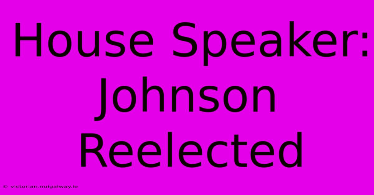 House Speaker: Johnson Reelected