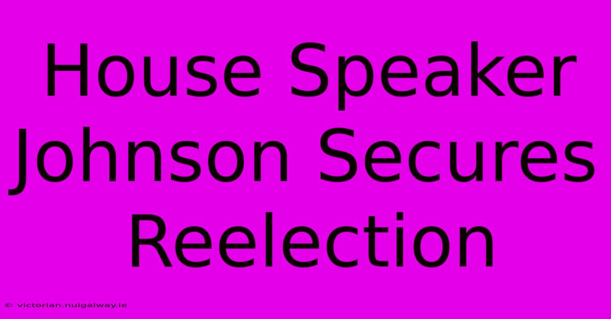 House Speaker Johnson Secures Reelection