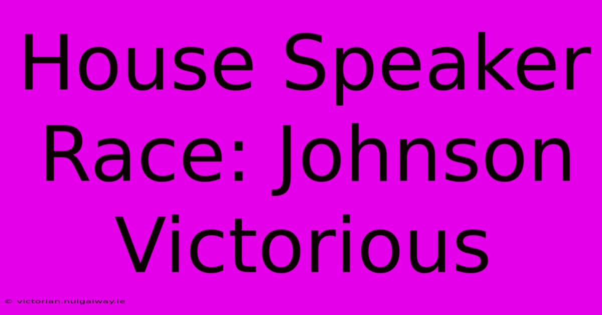 House Speaker Race: Johnson Victorious