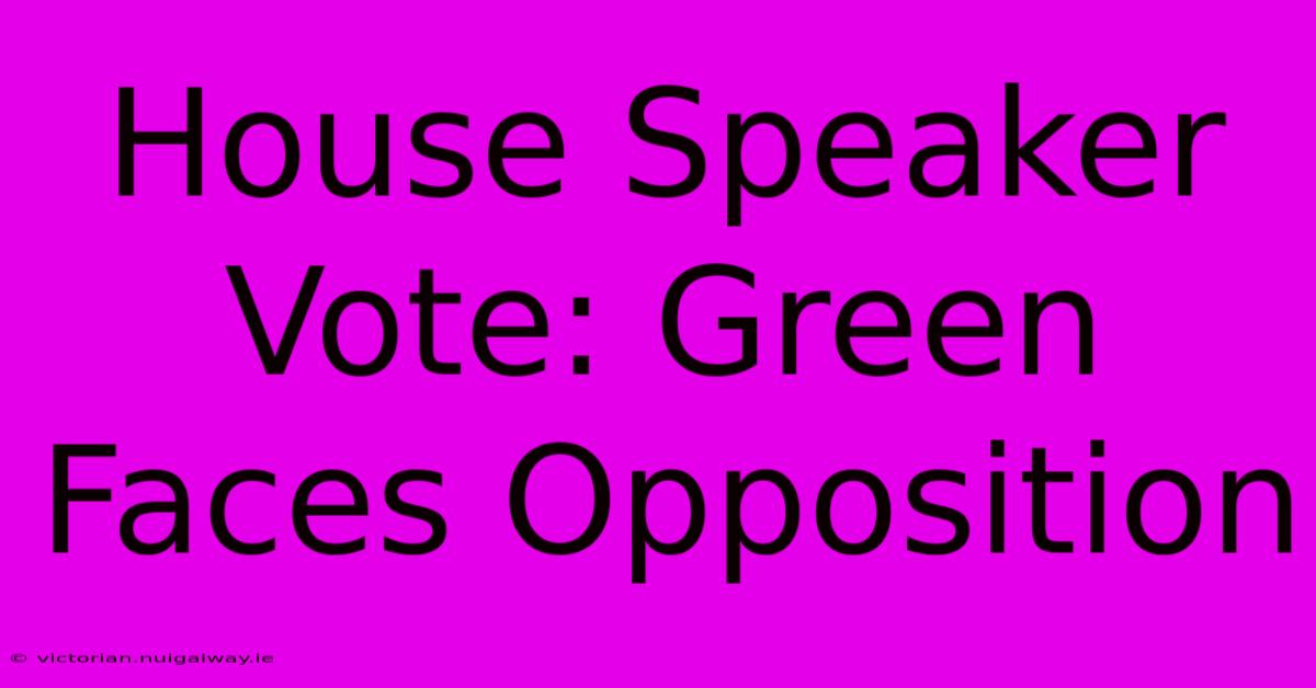 House Speaker Vote: Green Faces Opposition