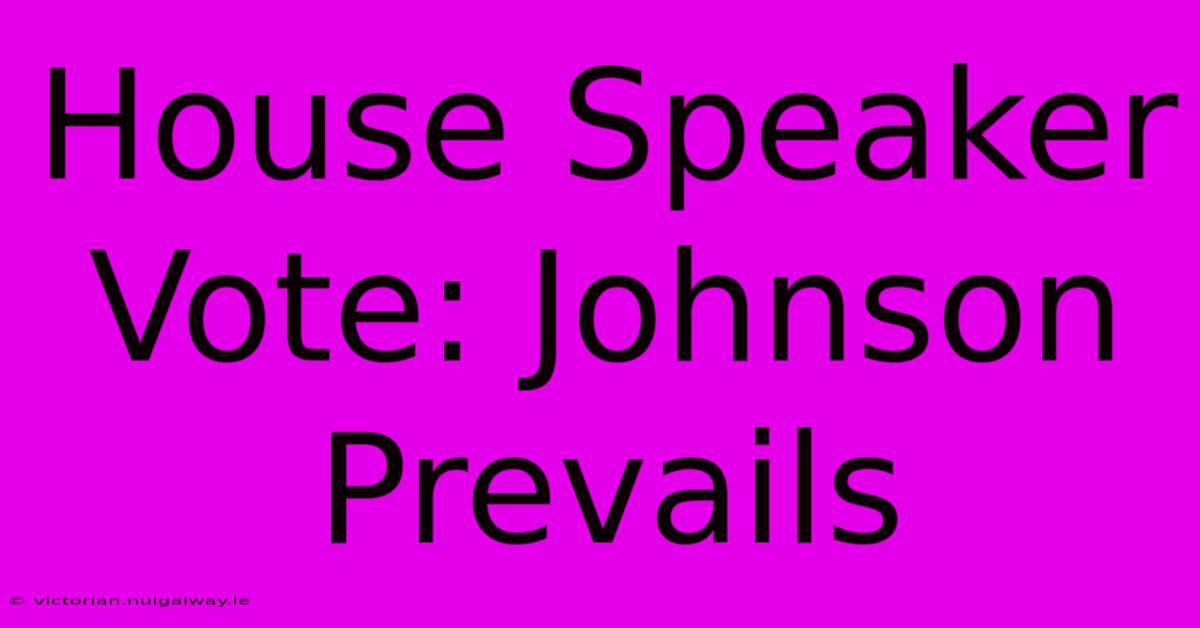 House Speaker Vote: Johnson Prevails