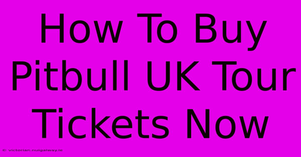 How To Buy Pitbull UK Tour Tickets Now