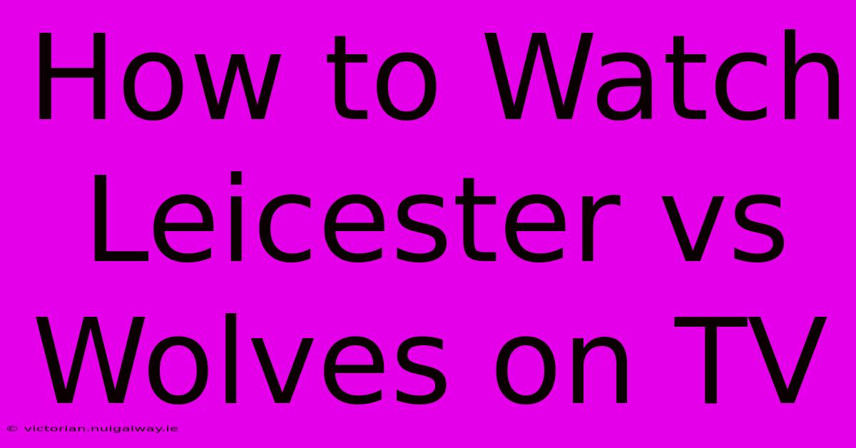 How To Watch Leicester Vs Wolves On TV