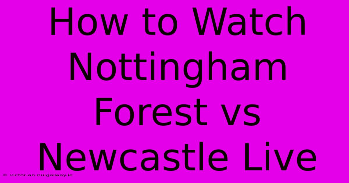 How To Watch Nottingham Forest Vs Newcastle Live