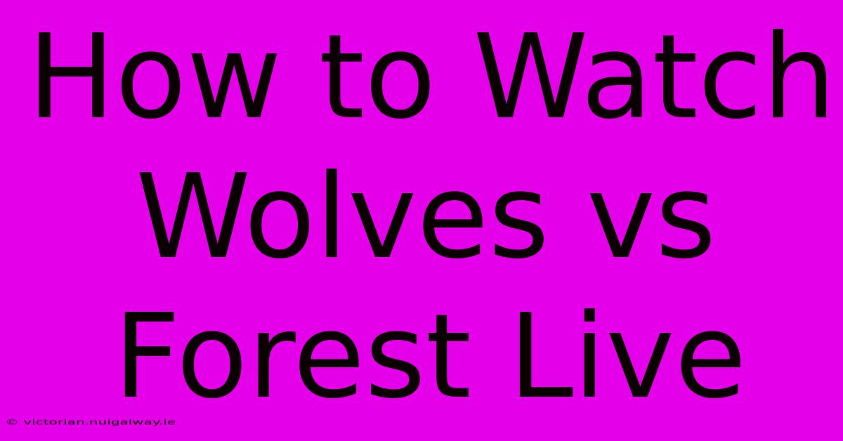 How To Watch Wolves Vs Forest Live