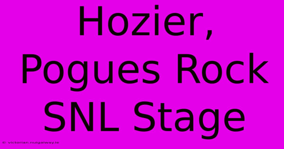 Hozier, Pogues Rock SNL Stage