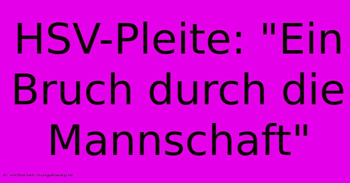 HSV-Pleite: 