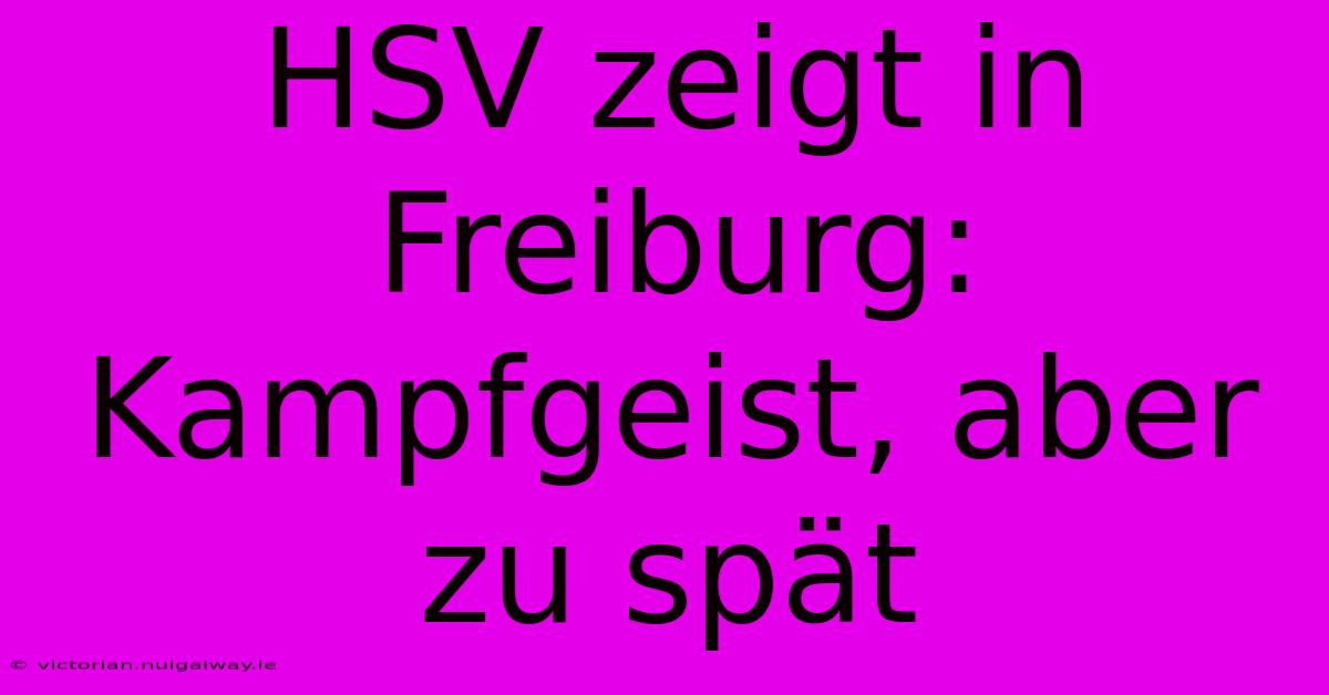 HSV Zeigt In Freiburg: Kampfgeist, Aber Zu Spät