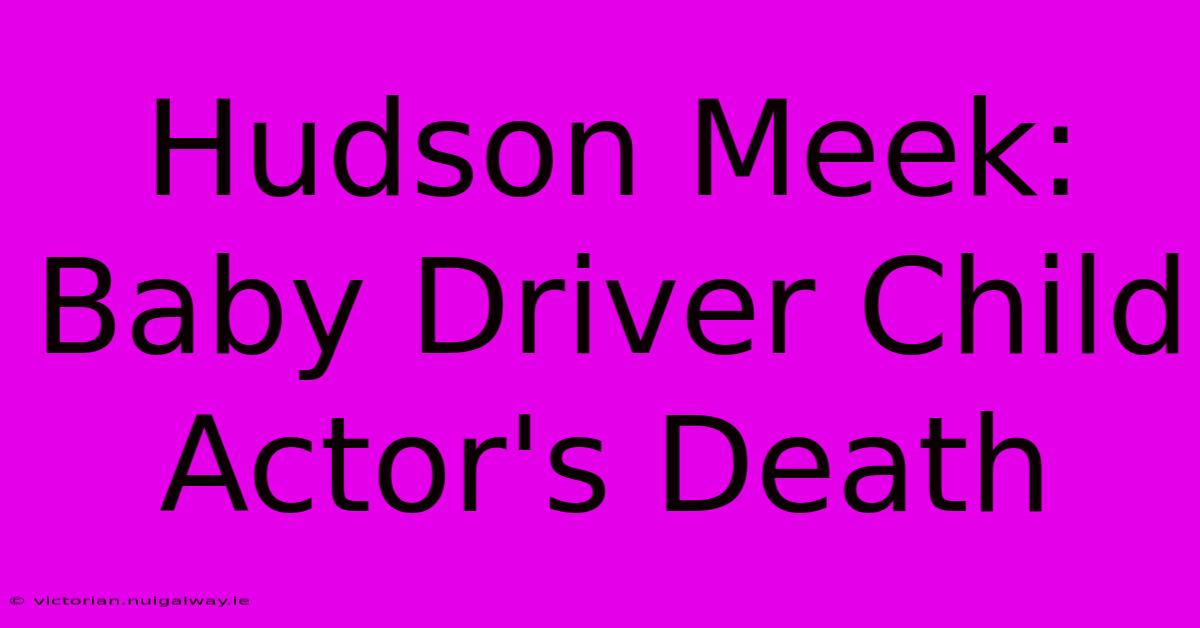 Hudson Meek: Baby Driver Child Actor's Death